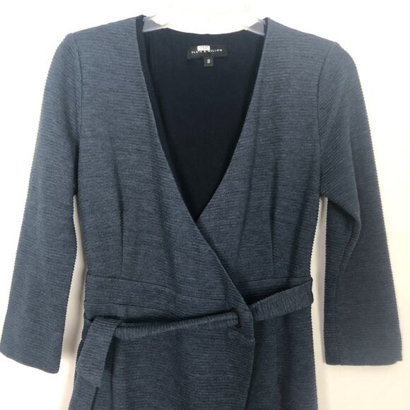 Slate & Willow True Wrap Blue Ribbed  Asymmetrical Size Small 3/4 Sleeves - Picture 3 of 9